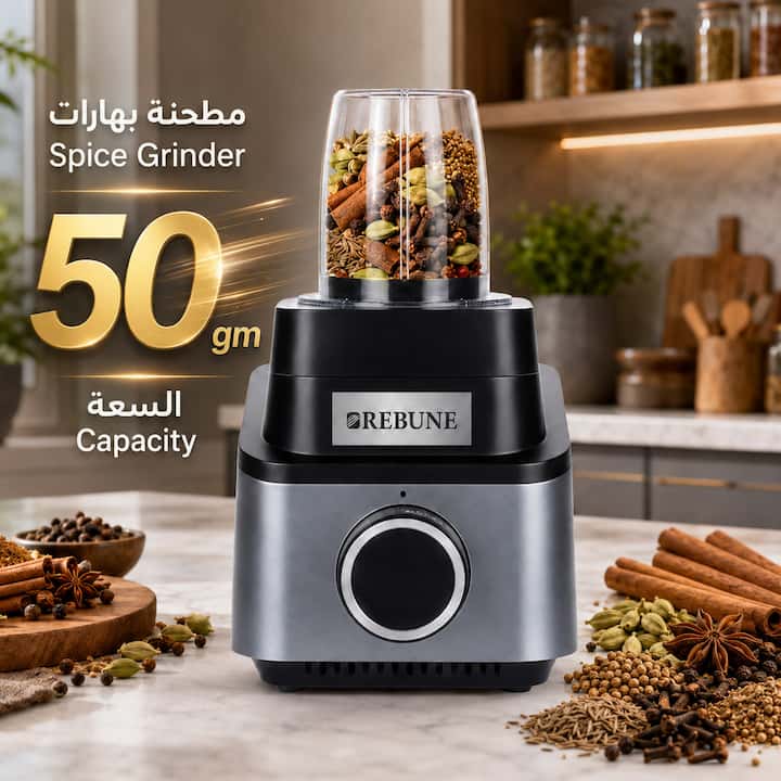 خلاط قوي ومطحنة بهارات باداء ثابت لخلط الفواكه وطحن القهوة والبهارات