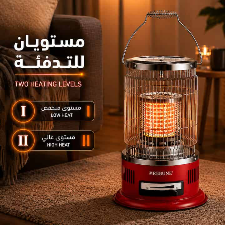 دفاية كهربائية بمستويين للتدفئة وتحكم سهل بالحرارة
