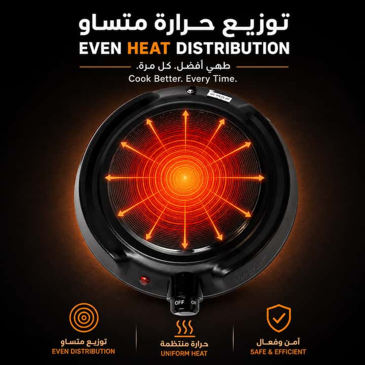 توزيع متوازن للحرارة في موقد كهربائي ريبون RE-4-062
