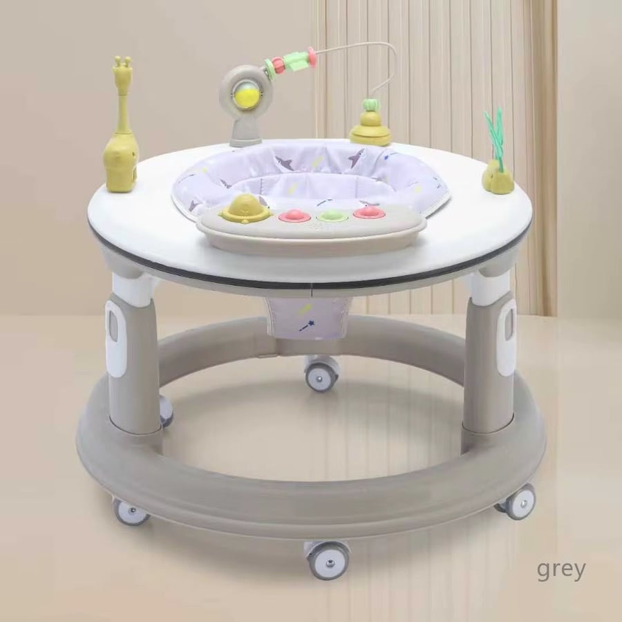 Children's circular walker with interactive toys, comfortable and safe design, ideal for movement inside the house