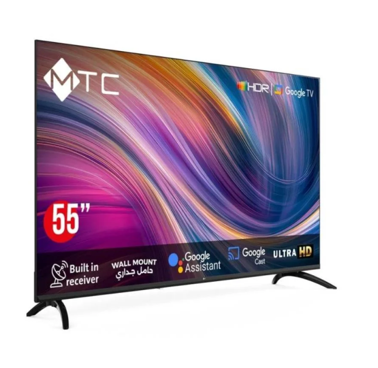 ام تى سى شاشة 55 بوصة دقة UHD نظام تشغيل GOOGLE TV موديل MT55UH450GO