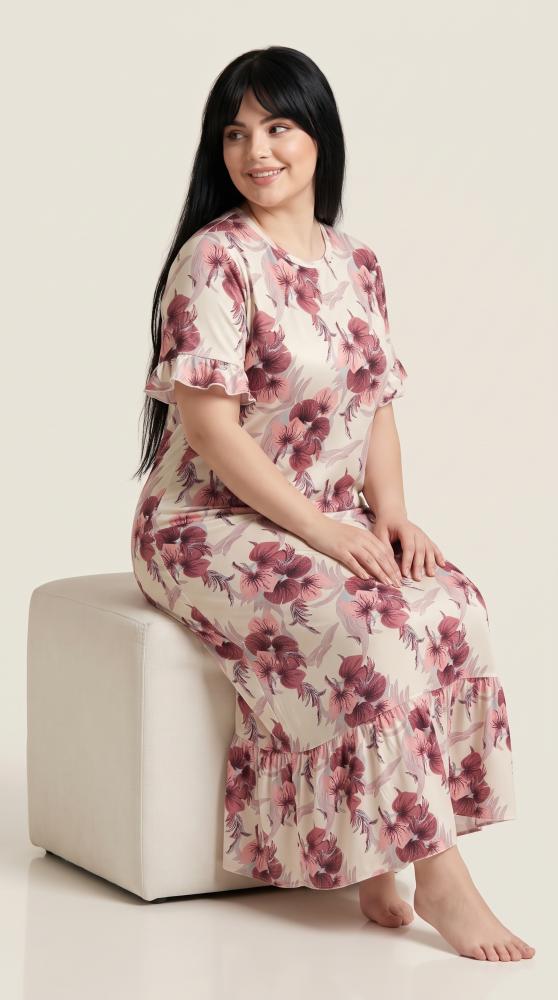 قميص منزلي  نص كم ميلك سيلك ناعم و بارد بقصة مميزة من أزار