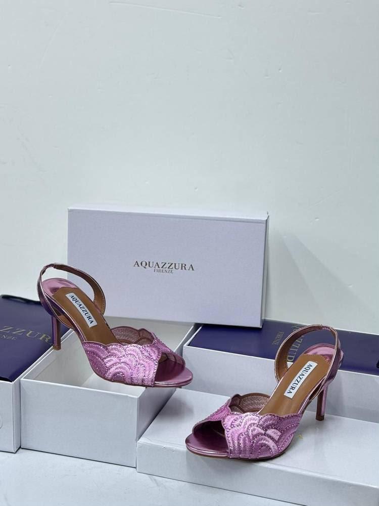 صندل أكوازورا Aquazzura نسائي بكعب عالٍ – وردي مزخرف