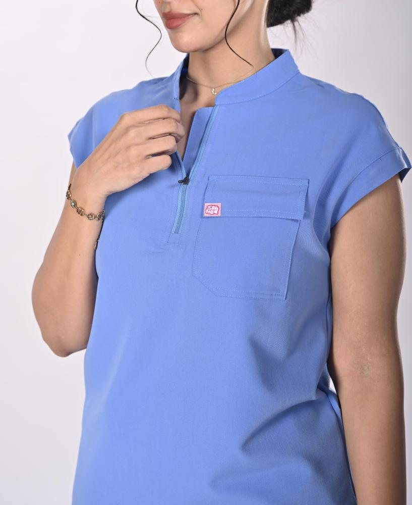 Azure Blue Scrub Top & Cargo Pants
