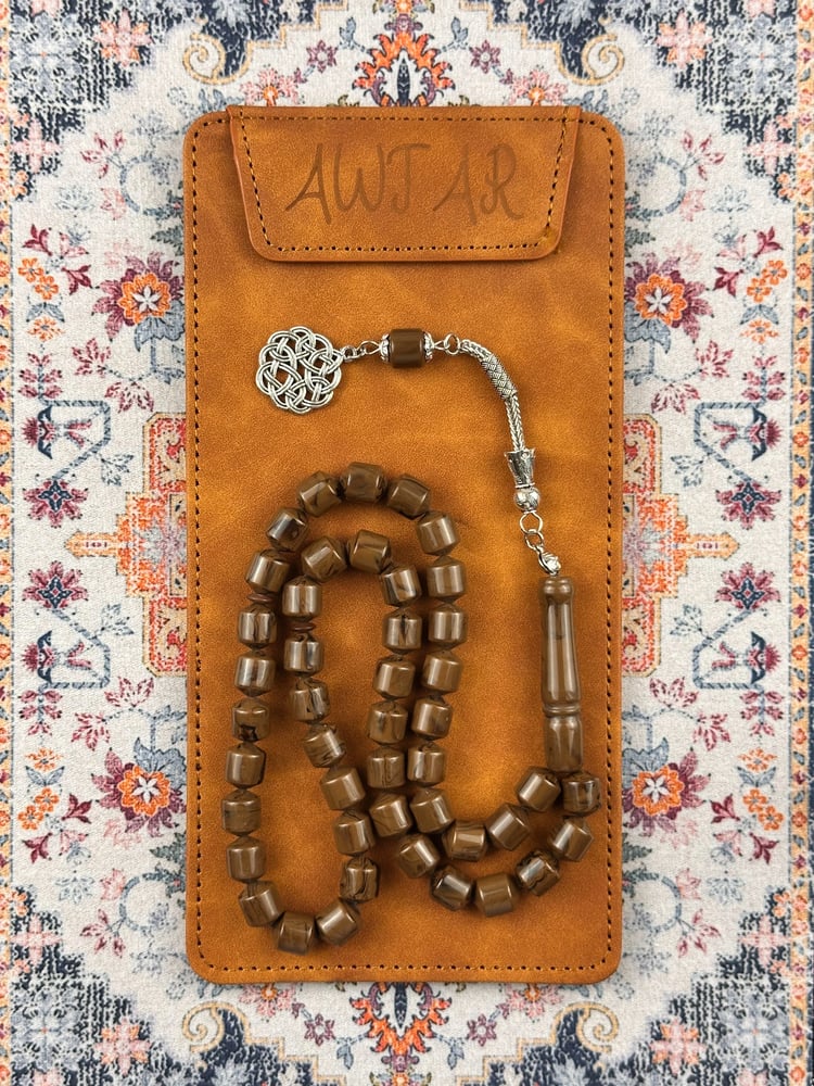 سبحة بكلايت صندوقي طرابزونة لون بني (١١*٩ ملم - ٤٥ خرزة)