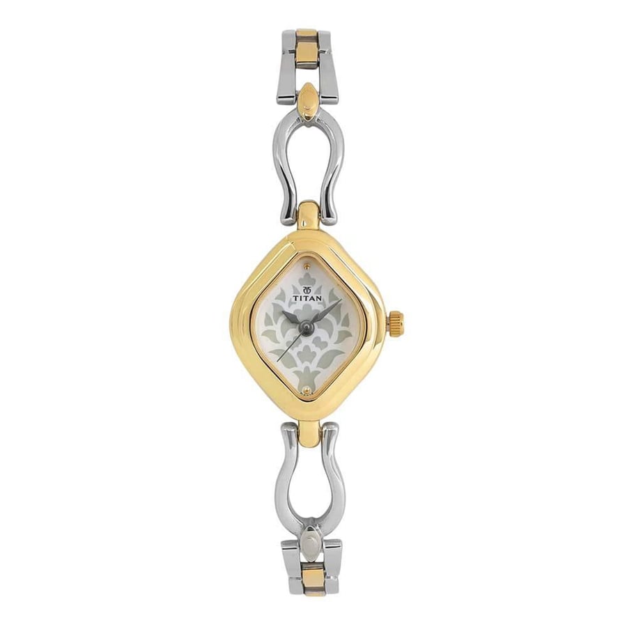 ساعة تيتان نسائي 2536BM02 | ميناء أبيض كلاسيكي وسوار استيل
