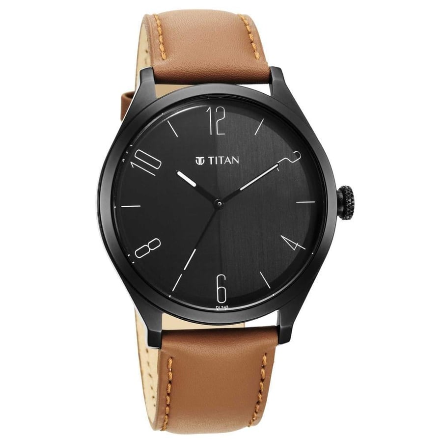 ساعة تيتان رجالي جلد أسود Watch-NP1865NL01/NP1865NL01