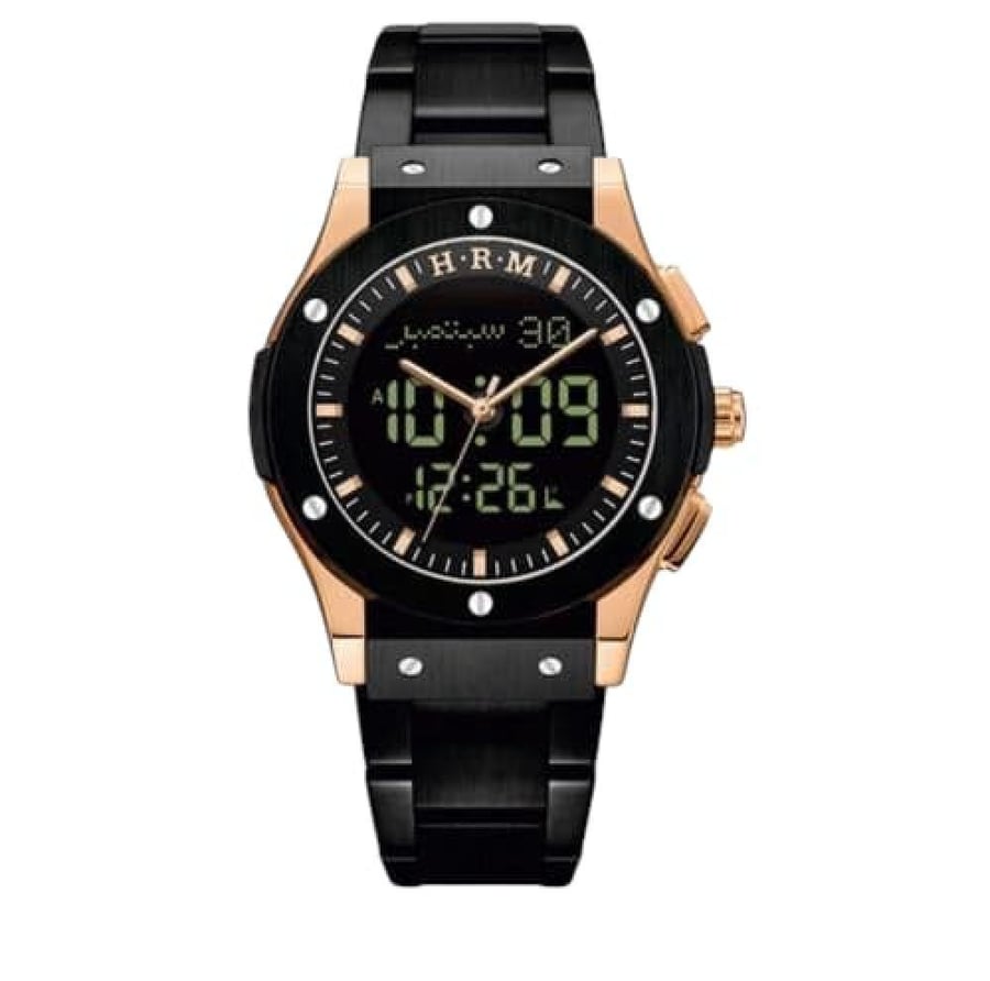 صورة ساعة الحرمين الرجالية الفاخرة ستيل HA 6108D أسود برونزي 48MM