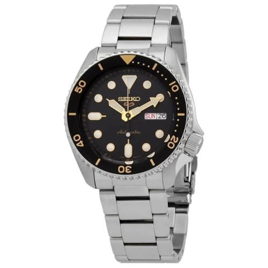 صورة ساعة Seiko 5 الرياضية الأوتوماتيكية السوداء للرجال ساعة SRPD57K1