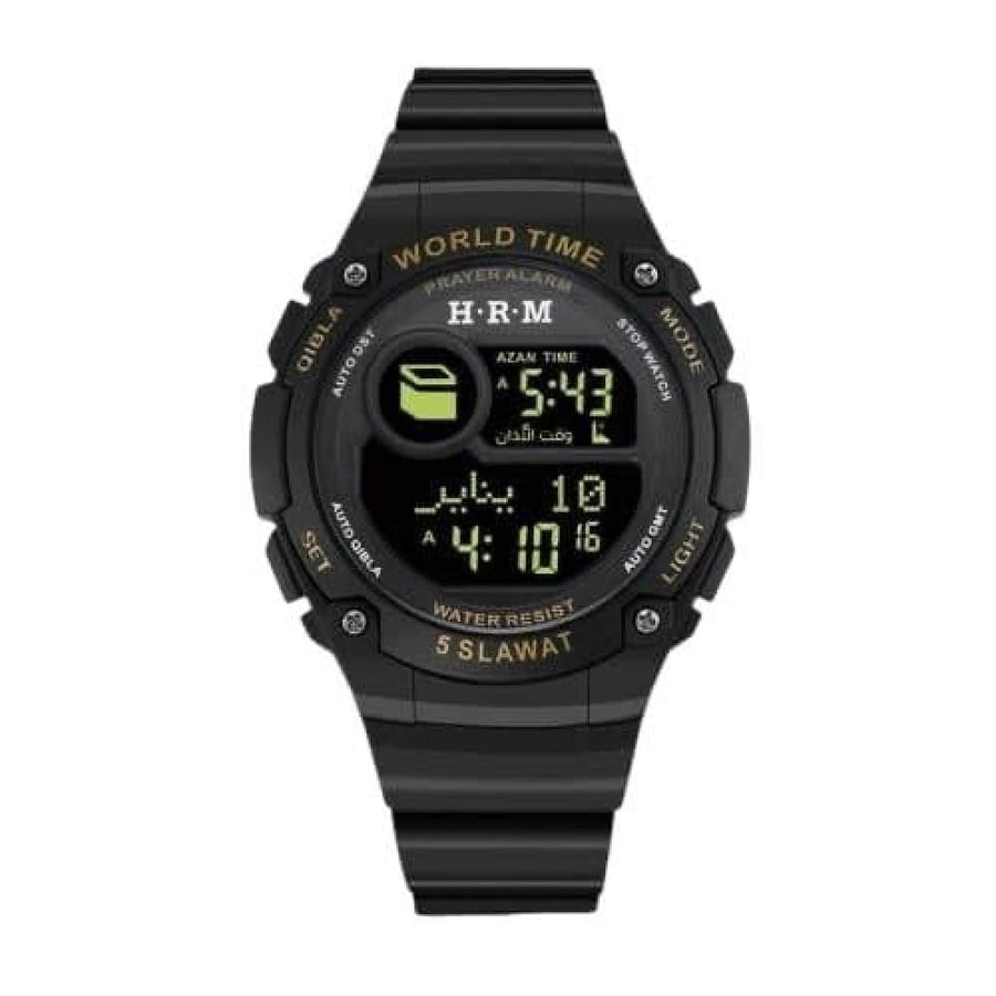 صورة ساعة الحرمين الرياضية HA 6514 مقاس 49MM أسود مينا أسود
