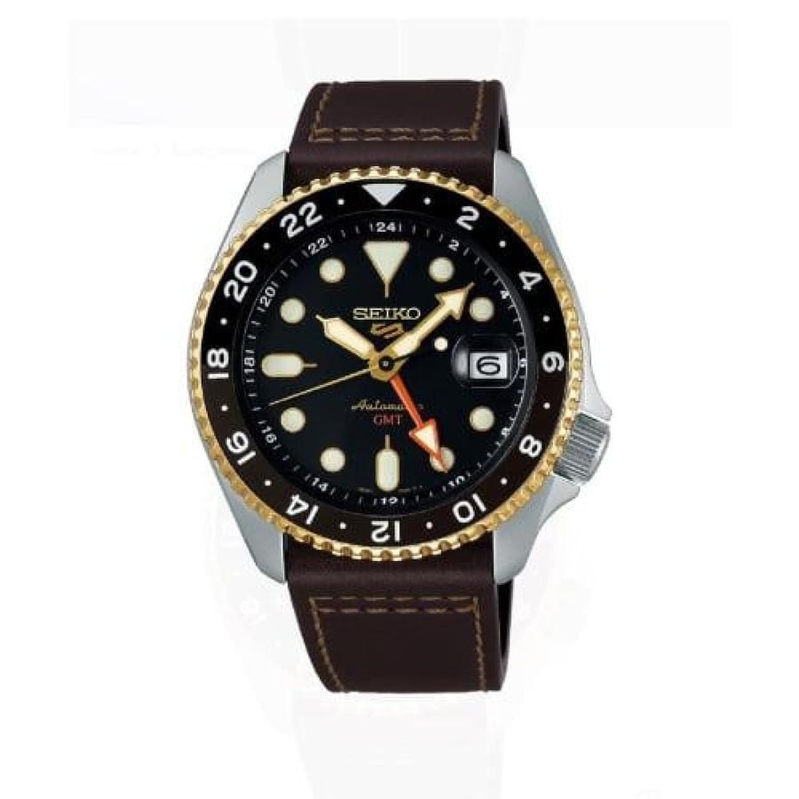صورة ساعة سيكو 5 سبورتس SKX سبورتس ستايل GMT SBSC020 للرجال باللون البني