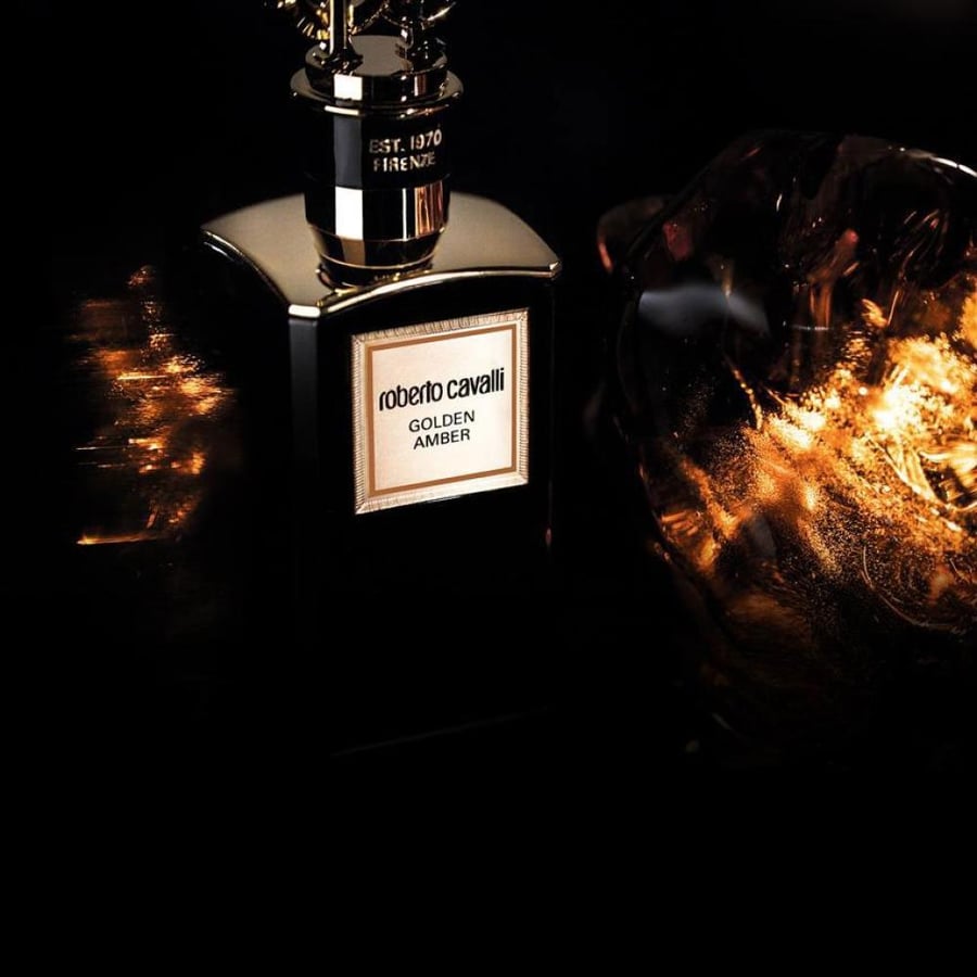 زجاجة عطر روبرتو كافالي قولدن عنبر او دو برفيوم 100مل الفاخرة