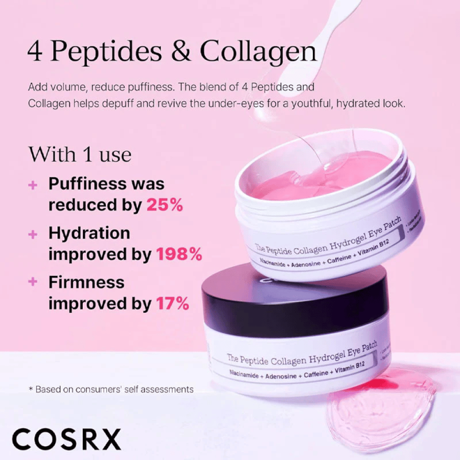لصقات كوسركس تحت العين بالكولاجين والبيبتايد من COSRX Hydrogel Eye Patch لتقليل الانتفاخ والهالات