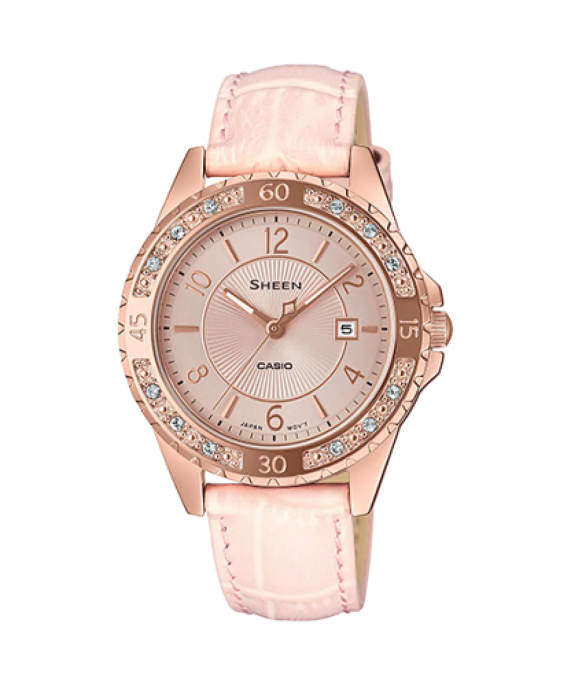 ساعة شين من كاسيو جلد SHE-3064PGL-7A