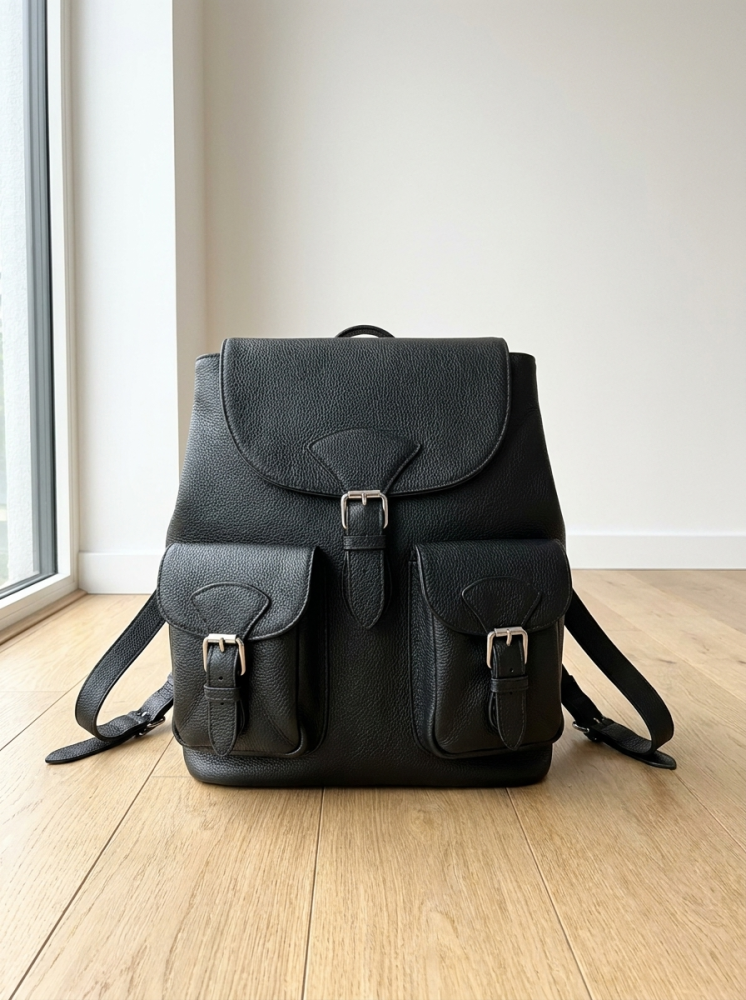 Classic Multi Pocket Everyday Backpack Lightweight Faux Leather Rucksack Travel Daypack