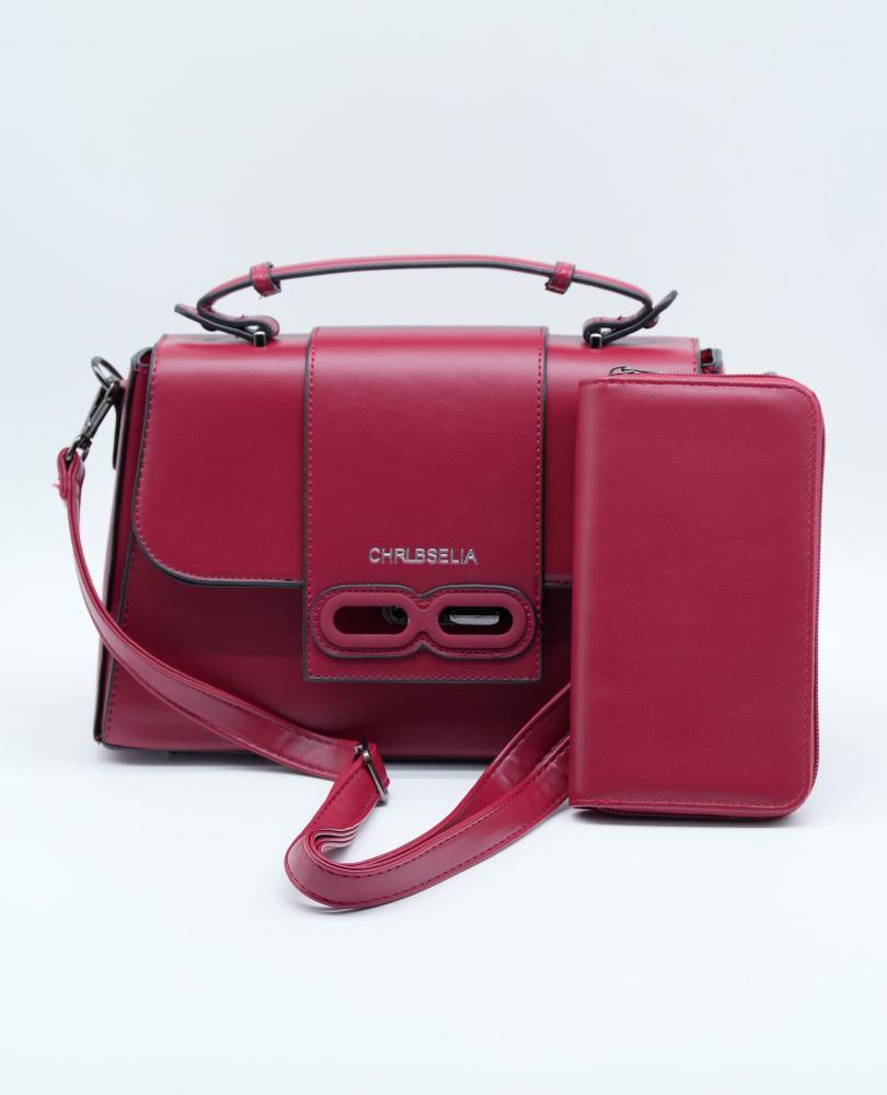 Elegant Women's Handbag with Twist Lock, Sturdy Handle, Detachable Strap & Matching Wallet