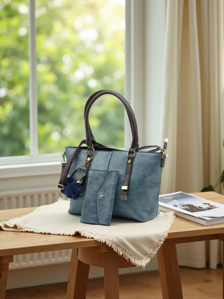 Women’s Tan Leather Tote Bag with Matching Wallet – Large Shoulder Handbag for Work & Everyday Use