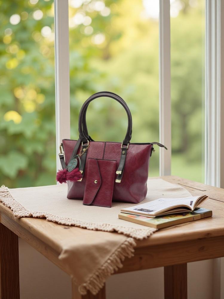 Women’s Tan Leather Tote Bag with Matching Wallet – Large Shoulder Handbag for Work & Everyday Use