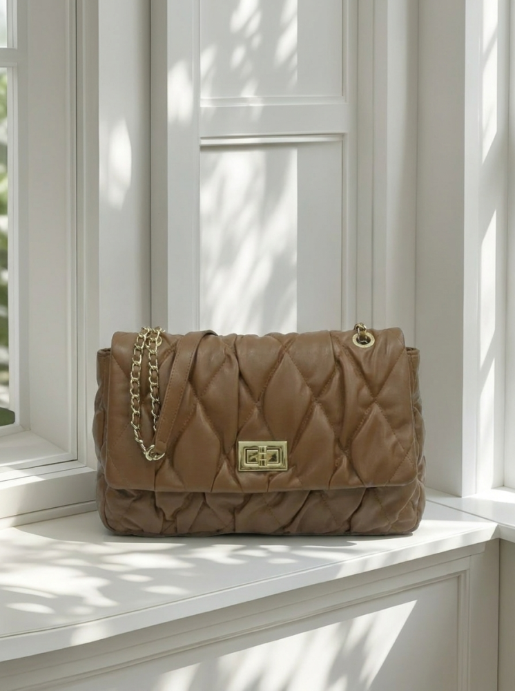 Luxury Quilted Chain Shoulder Bag for Women Soft Padded Crossbody Evening Handbag