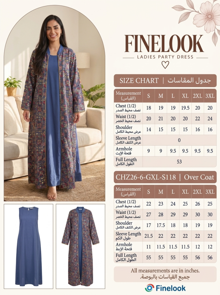 Women’s Black Layered Maxi Kaftan Dress with Patterned Overcoat – Elegant 2-Piece Festive Abaya Set