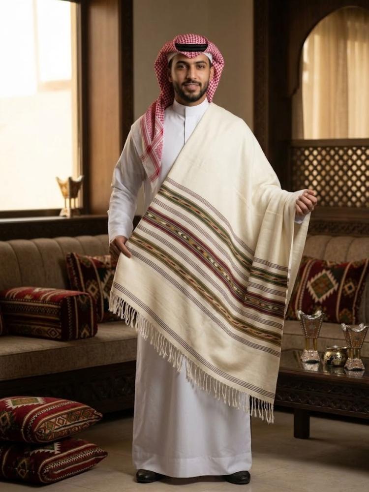 شال شتوي صوف ثقيل (ابيض)