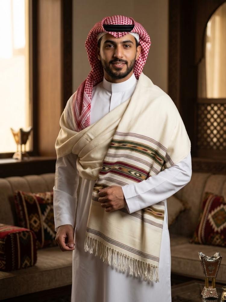 شال شتوي صوف ثقيل (ابيض)