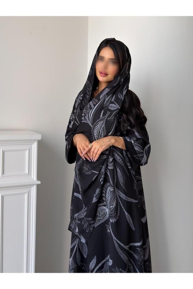 OLGA-ABAYA عباية آنيقة وعصرية من آولجا القماش شيفون مع بطانة قصة العباية ربع كلوش شامل الطرحة