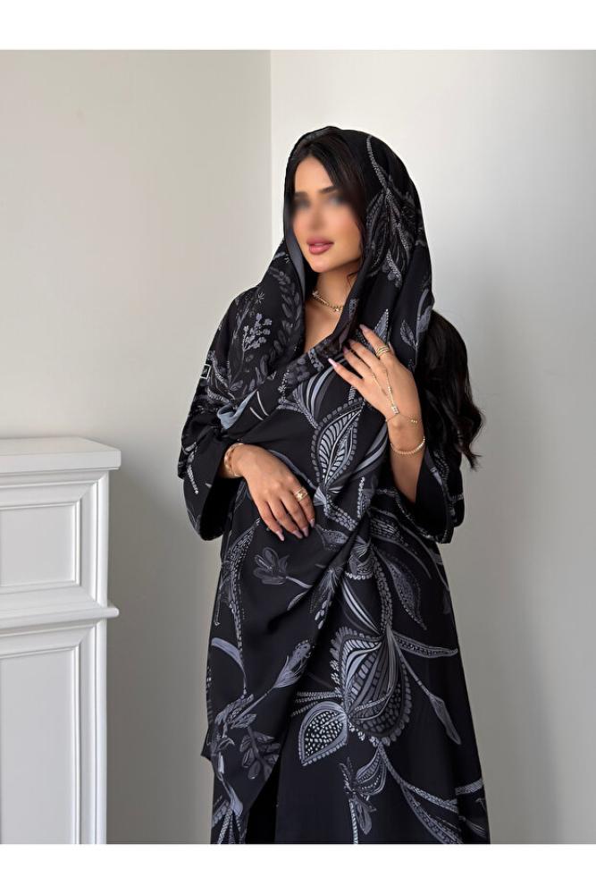 OLGA-ABAYA عباية آنيقة وعصرية من آولجا القماش شيفون مع بطانة قصة العباية ربع كلوش شامل الطرحة