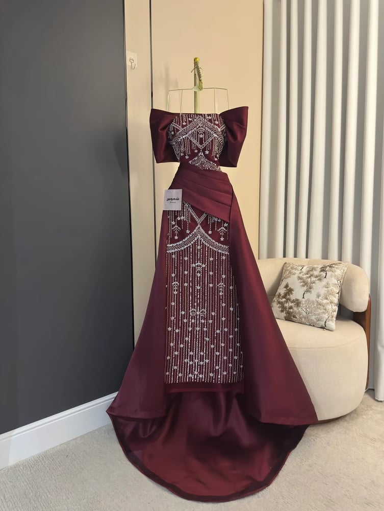 فستان سهره عنابي انيق