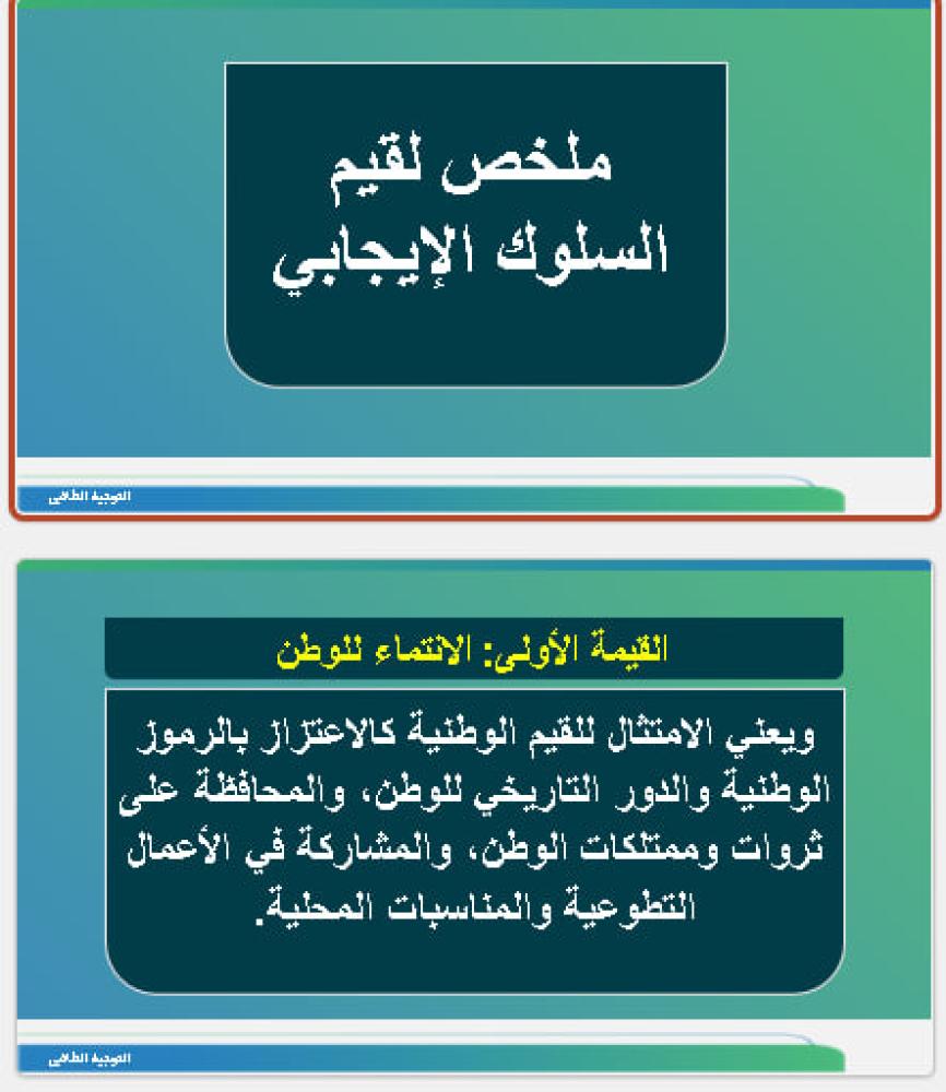 ملخص لقيم السلوك الإيجابي التسعة