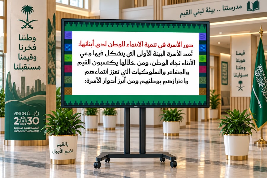 ملفان  بوربوينت الأول لتنمية قيمة الانتماء للوطن لدى الطلبة والثاني ملف لدور الاسرة في ذلك