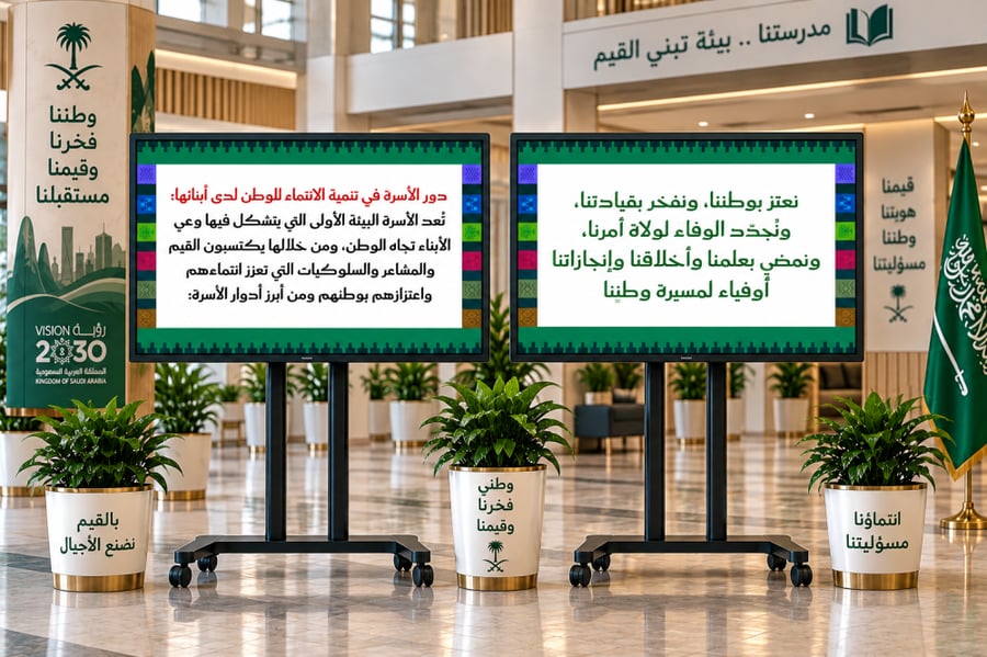 ملفان  بوربوينت الأول لتنمية قيمة الانتماء للوطن لدى الطلبة والثاني ملف لدور الاسرة في ذلك