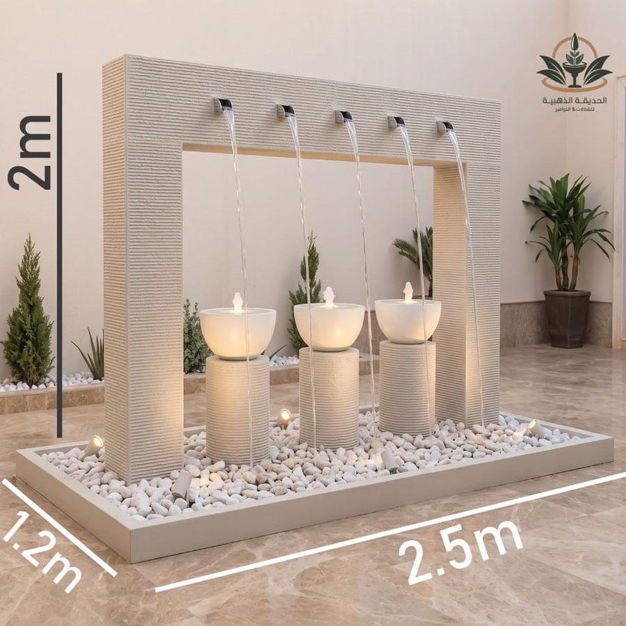 شلال 2*1 مع نافورة فيبر للحدائق 2.5م