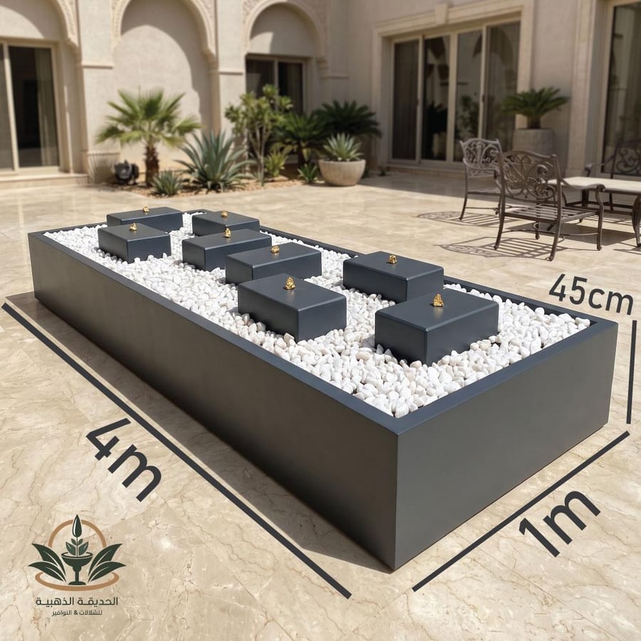 Fiber fountain 4 meters 8 water outlets illuminated
