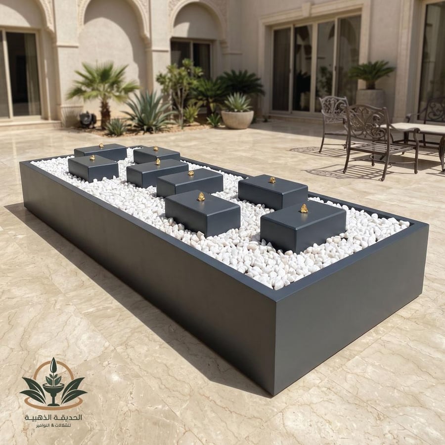 Fiber fountain 4 meters 8 water outlets illuminated