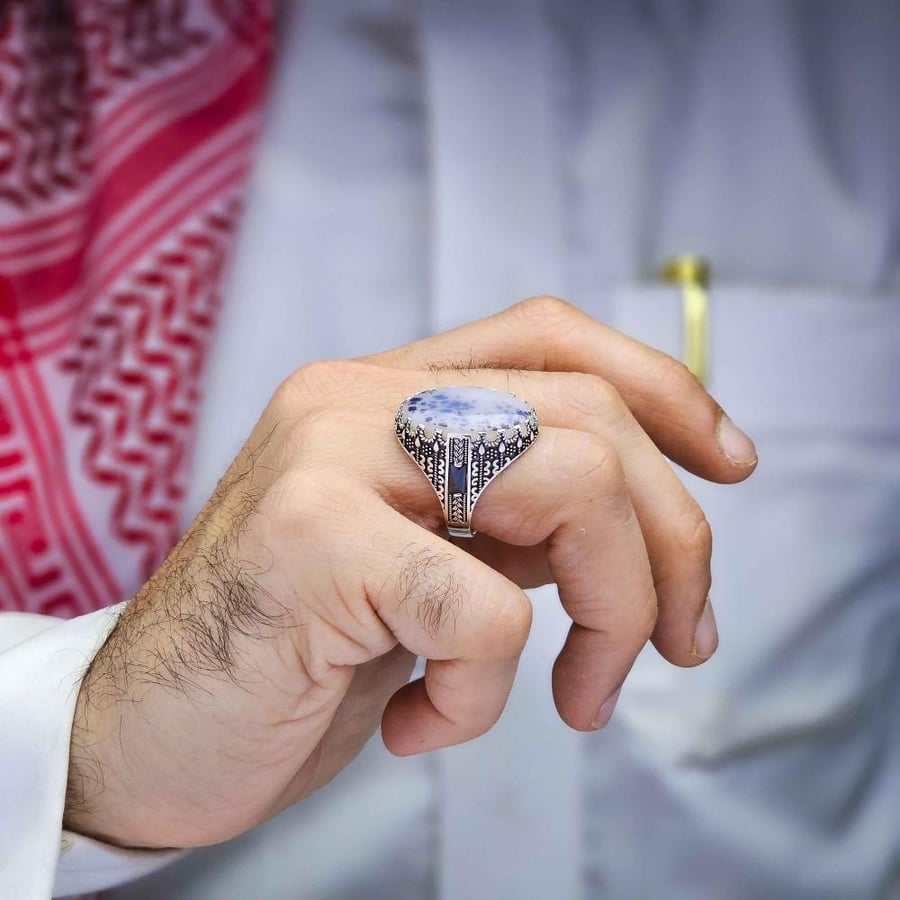 خاتم فضة عقيق يماني شجراني