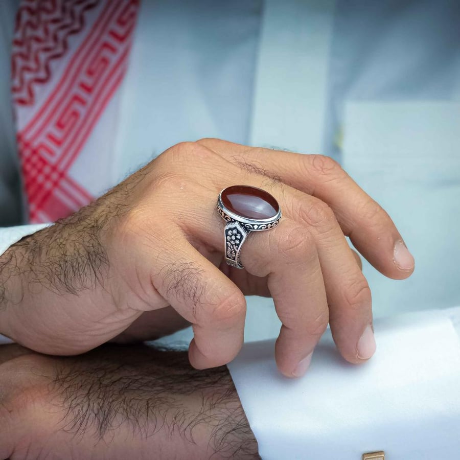 خاتم اسلامي عقيق يماني كبدي
