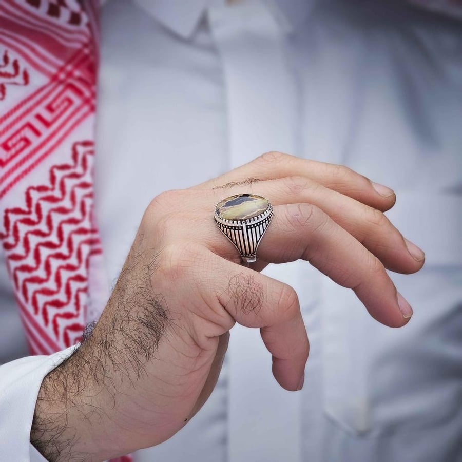 خاتم فضة عقيق يماني خرايطي نادر