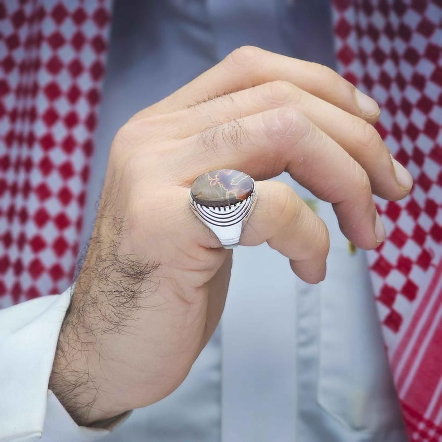 خاتم فضة عقيق يماني خرايطي نادر