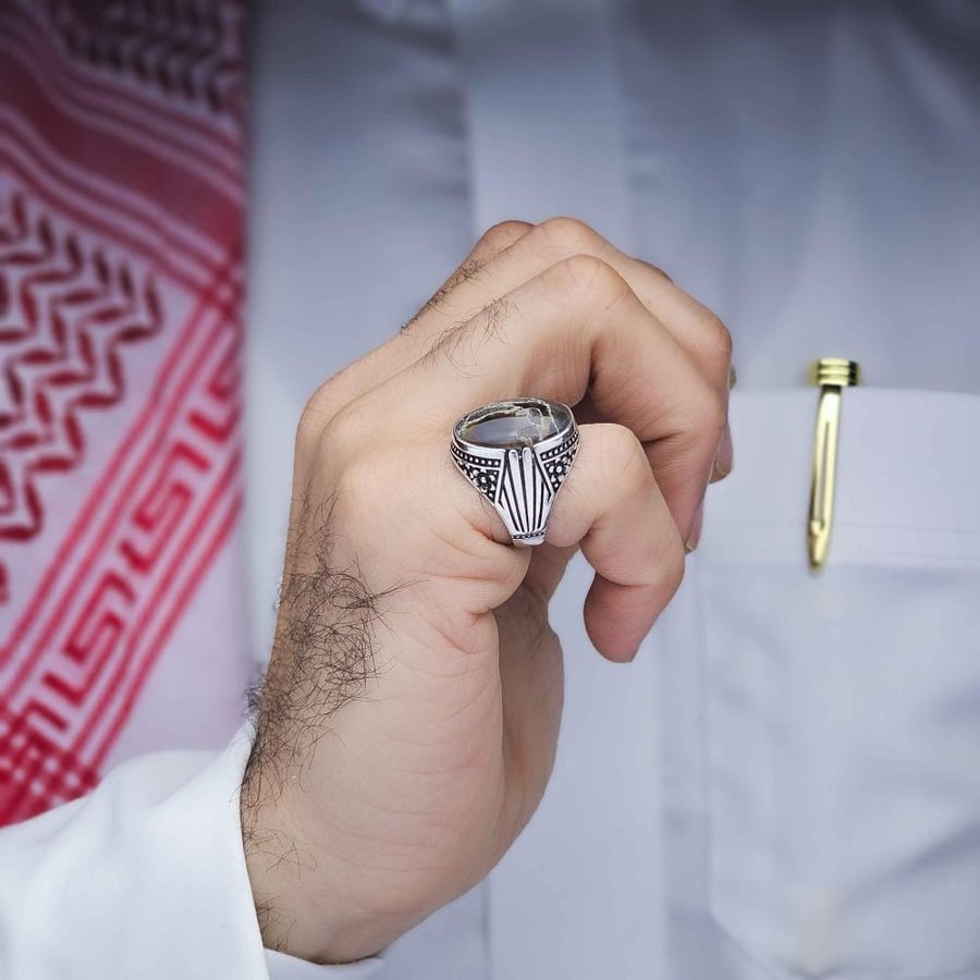خاتم فضة عقيق يماني خرايطي