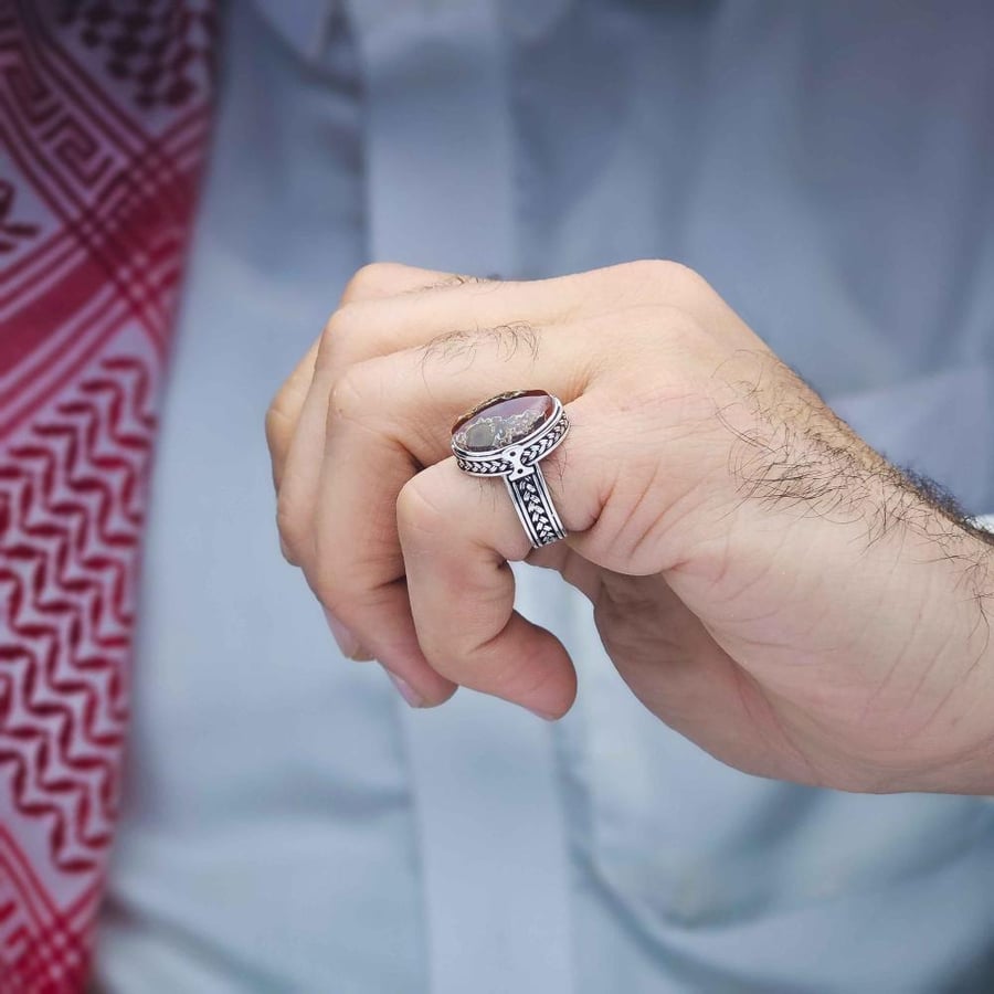 خاتم فضة عقيق يماني خرايطي