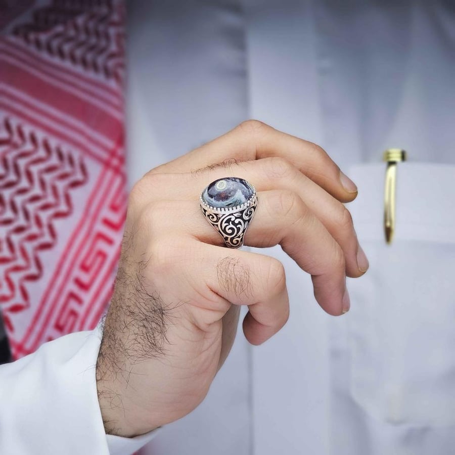 خاتم فضة عقيق يماني داوودي