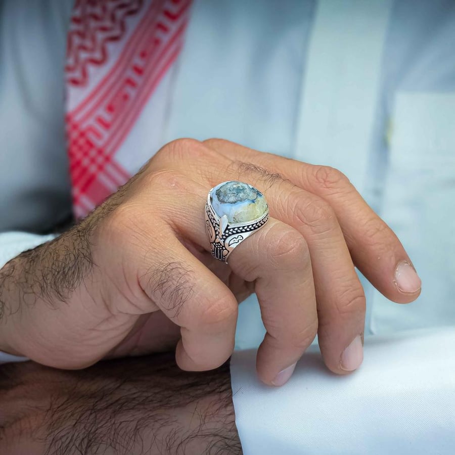 خاتم فضة عقيق يماني داوودي