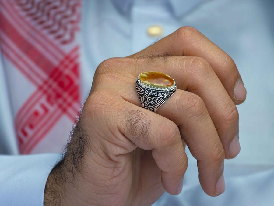 Silver ring with Yemeni agate, Thalabi, rare