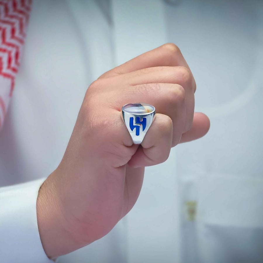 خاتم الهلال عقيق يماني مزهر