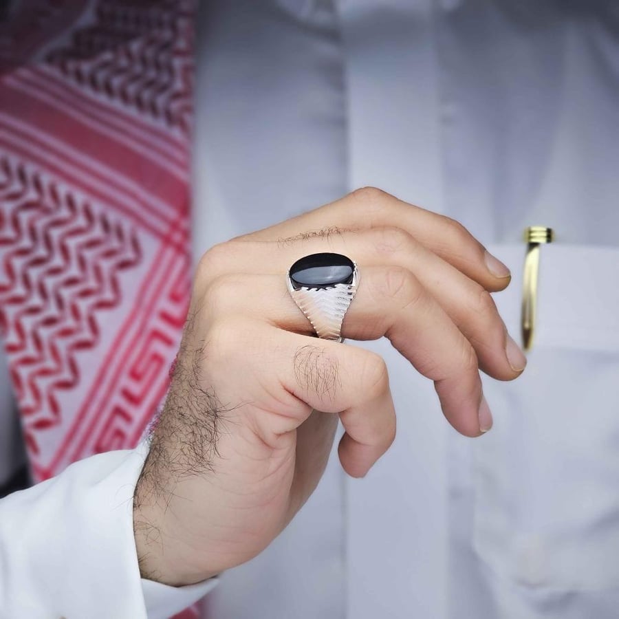 خاتم بحريني عقيق يماني اسود