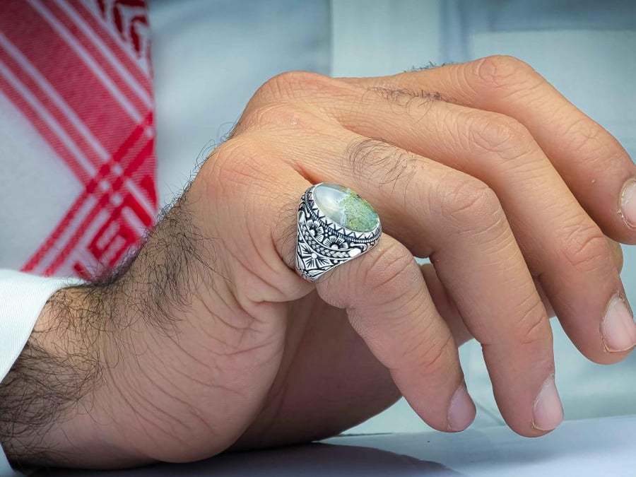 خاتم فضة عقيق يماني طحلبي