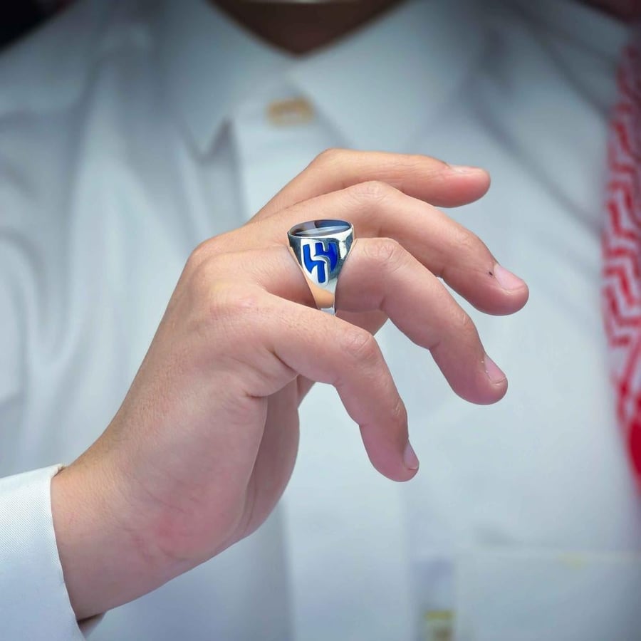 خاتم الهلال عقيق يماني مزهر