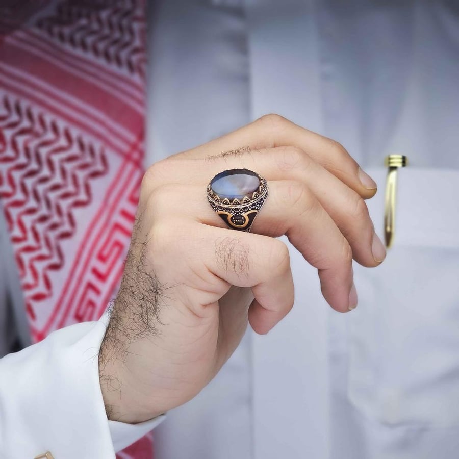 خاتم فضة عقيق يماني نادر جدا