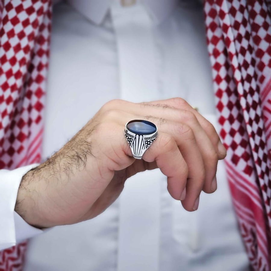 خاتم فضة عقيق يماني نادر